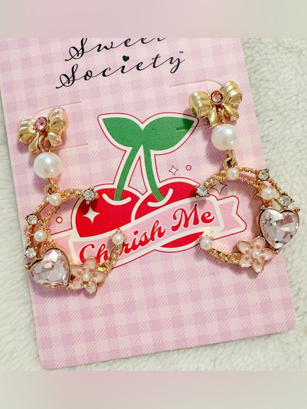 Sweet Society Sailor Moon Moon Kawaii Gold Plated Crystal Flower Earrings
